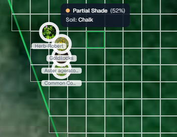 Bespoke planting plan on a satellite view